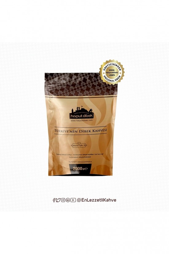 Harput Dibek Coffee 2 Kg New Package Gemahlener / Arabica / Feiner / Mittlerer Röstkaffee, Kaffeesahne, Kakao, Kardamomsamen