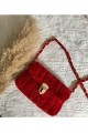 Arife Hanım Red Puffyy Velvet Canvas Bag