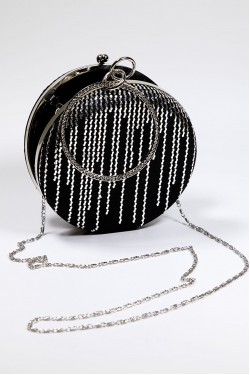 Arife Hanım Hand Embroidered Portfolio Wire Crushed Evening Dress Bag