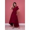 Arife Hanım Frauen Claret Red asymmetrisch geschnittenes Kleid