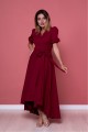 Arife Hanım Frauen Claret Red asymmetrisch geschnittenes Kleid