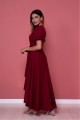 Arife Hanım Frauen Claret Red asymmetrisch geschnittenes Kleid