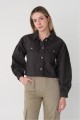 Addax Buttoned Crop Denim Jacket Smoked Color