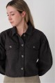 Addax Buttoned Crop Denim Jacket Smoked Color