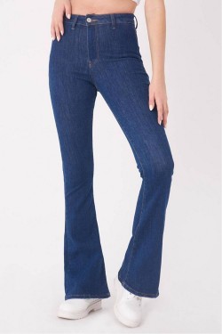 Addax Schlagjeans mit hoher Taille Dunkelblaue Jeans