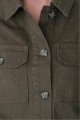 Veste Denim Crop Boutonnée Addax Vert Pétrole