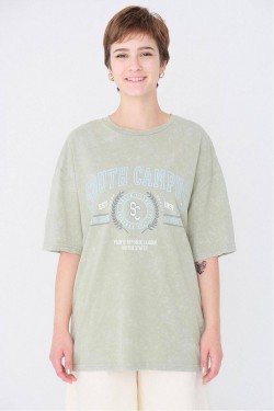 Addax South Campus Printed Oversize Crop T-shirt