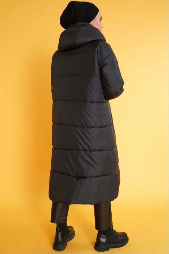 Manteau Gonflable à Capuche Hijab - Noir