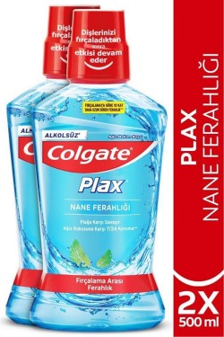 Colgate Plax Nane Ferahlığı Plağa Karşı Alkolsüz Ağız Bakım Suyu 500 ml X 2 Adet 