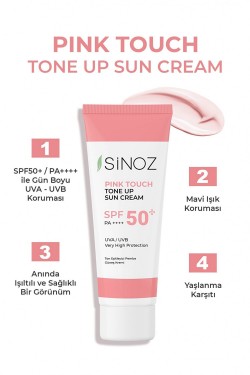 Sinoz Spf 50+ Ton Eşitleyici Pembe Yüz Güneş Kremi Pa++++