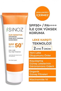 Sinoz Lekeli Ciltlere Özel Aydınlatıcı Yüksek Korumalı Yüz Güneş Kremi Spf50+ / Pa++++ 50 ml 