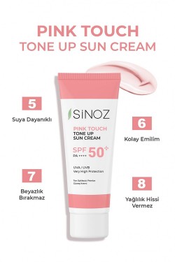 Sinoz Spf 50+ Ton Eşitleyici Pembe Yüz Güneş Kremi Pa++++