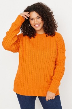 Arife Hanım Knitted Detailed Knitwear Sweater Big size