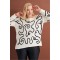 Arife Hanım Women Knitted Embroidered Crew Neck Knitwear Sweater Big size BT22KB077604