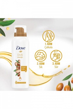 Dove Köpük Duş Jeli Argan Yağı 10 Kat Daha Yoğun Köpüğe Sahip Kremsi Formül 200 ml 