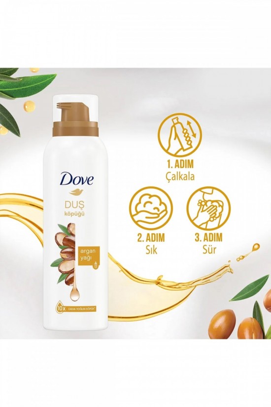 Dove Köpük Duş Jeli Argan Yağı 10 Kat Daha Yoğun Köpüğe Sahip Kremsi Formül 200 ml