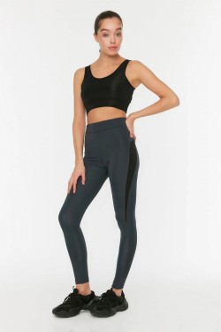 Anthracite Color Block High Waist Sport Leggings