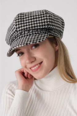 Addax Women's Black Sailor Type Stamped Hat