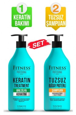 Fitness Professionelles Haarglättungs-Keratinpflege-Brasilianisches Föhn- und Parabenfreies Weizenprotein-Salzfreies Shampoo-Set