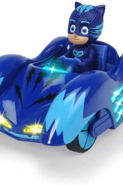 , 203142000, Pj Masks Mission Yarışçı Kedi Oyuncak Araba, Lisans, 1:43, 12 cm, Sesli ve Işıklı, Pj Masks Mission Racer Cat Car