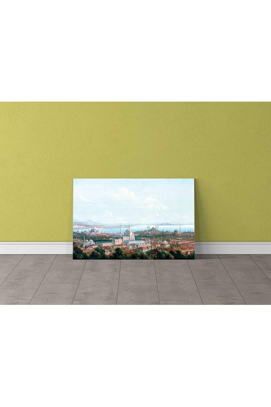 Une large vue de Constantinople (Istanbul) Peinture sur toile, 40X70 cm