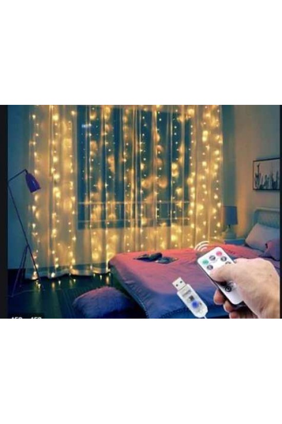 8 Function Remote Controlled Daylight Curtain Fairy Led (3 Mt X 3 Mt)