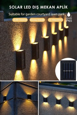 4 Led Solar Double Sided Wall Lamp Solar Powered Lighting Decoration Sconce Light