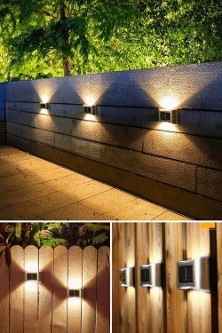 4 Pcs Metal Modern Solar Wall Lamp Decoration Lighting Sconce 6 Led Solar Energy Light