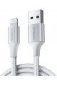 Câble de données et de charge tressé USB-A et Lightning sous licence MFi, 1,5 mètre, blanc