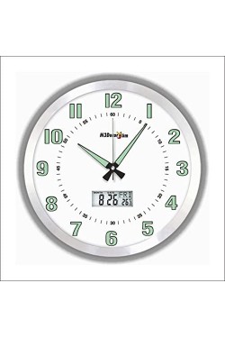 40f1 DKM3TGY122BDJFS Ayum Case Grande Horloge Murale Géante avec Thermomètre, Phosphorescent, 40 cm