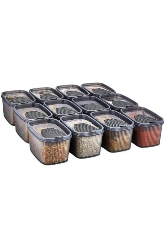 Set of 12 Food Legumes Storage Container 1.3 Lt - Midi Size 12X1300Ml Hmnv-Lv-236-Pltn-12Li