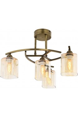 1373 Modern Chandelier, Metal Glass, Tumbled, 4