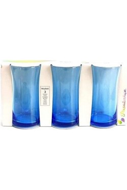 420845S231 Verre à boisson gazeuse avec sac, bleu, lot de 3