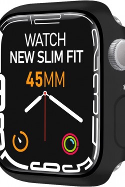 Watch 8/7 Compatible New Slim Fit Case 45mm, Smart Watch Case avec Protecteur d'écran (Noir)