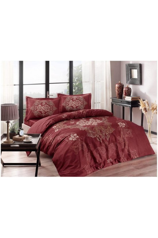 1000037481001 Florian Satin Duvet Cover Set, Red