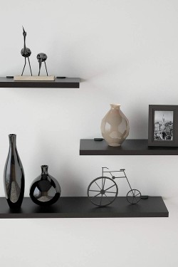 Yurudesign Shelf WL17-B 3-Self Flying Shelf Black