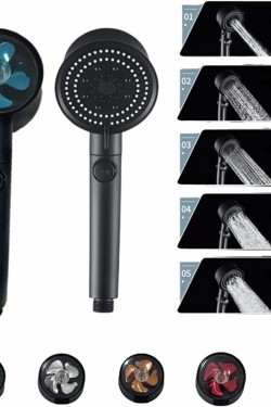  Turbo Fan 5 Fonksiyonlu Duş Başlığı El Duşu Handshower, Siyah