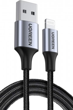 , Mfi άδεια USB-A & Lightning Braided καλώδιο δεδομένων και φόρτισης, 2 μέτρα, μαύρο, ‎60158