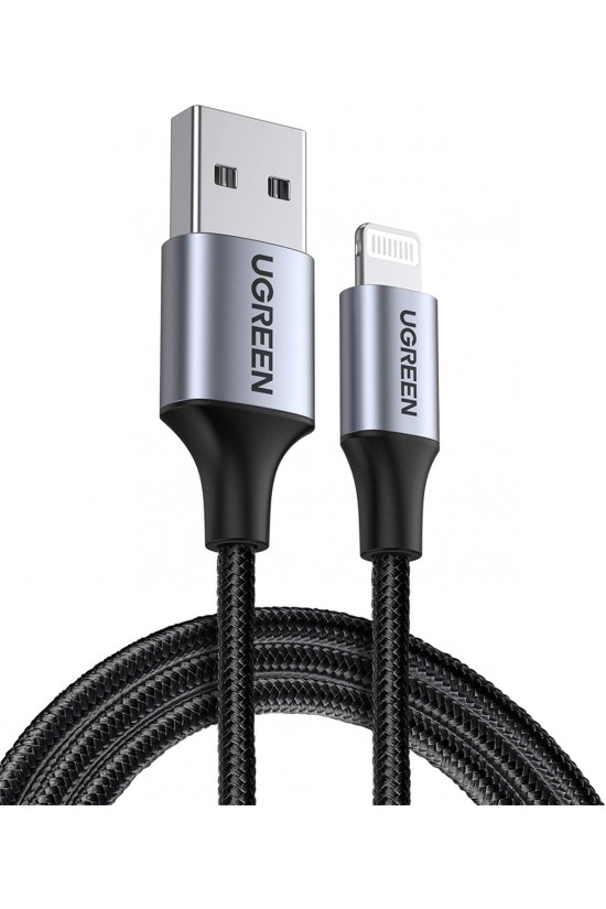 Mfi Licensed USB-A & Lightning Braided Data and Charge Cable, 2 Meter, Black, ‎60158