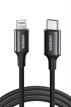 , MFi Lisanslı USB-C & Lightning Data ve Şarj Kablosu, 1 Metre, Siyah, ‎60751