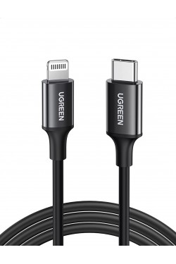 , MFi-lizenziertes USB-C- und Lightning-Daten- und Ladekabel, 1 Meter, Schwarz, ‎60751