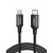 , MFi-lizenziertes USB-C- und Lightning-Daten- und Ladekabel, 1 Meter, Schwarz, ‎60751