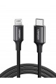 , MFi-lizenziertes USB-C- und Lightning-Daten- und Ladekabel, 1 Meter, Schwarz, ‎60751