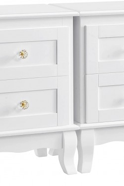 2 Pieces Kdin, Bedside Table with 2 Drawers, Pine Legs, Large Storage Rdn012