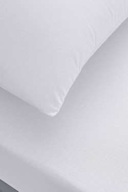 60121719 Drap de lit plat de couleur, blanc, jumeau