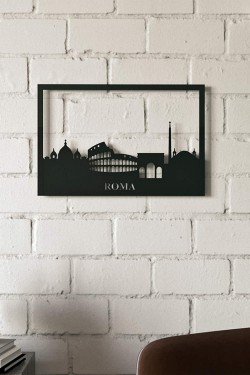 Yurudesign Lazer Kesim Metal Duvar Tablo Roma 30*45