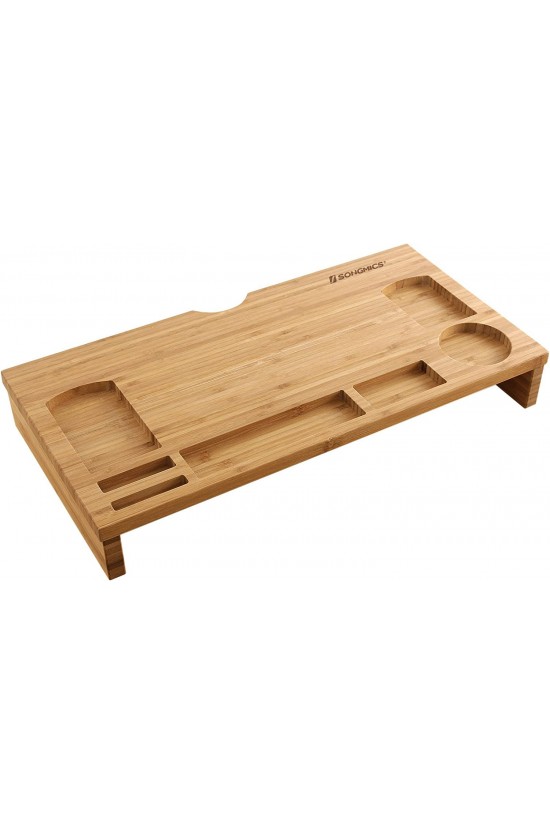 Bamboo Monitor Stand Pc Screen Riser, Computer Laptop Desk Organizer, 60x302x85 cm, Natural Lld201 Stand