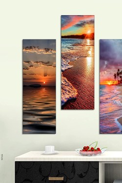 3 Piece Sea View Mdf Painting T3vertical34 / 19x40 T3DİKEY34