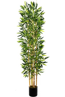 Arbre de bambou artificiel de 150 cm avec 5 feuilles denses de troncs