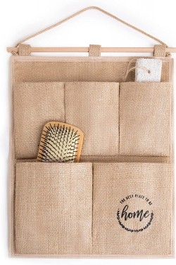 2 Tiers Home Jute Wall Mount Organizer 35 x 45 cm